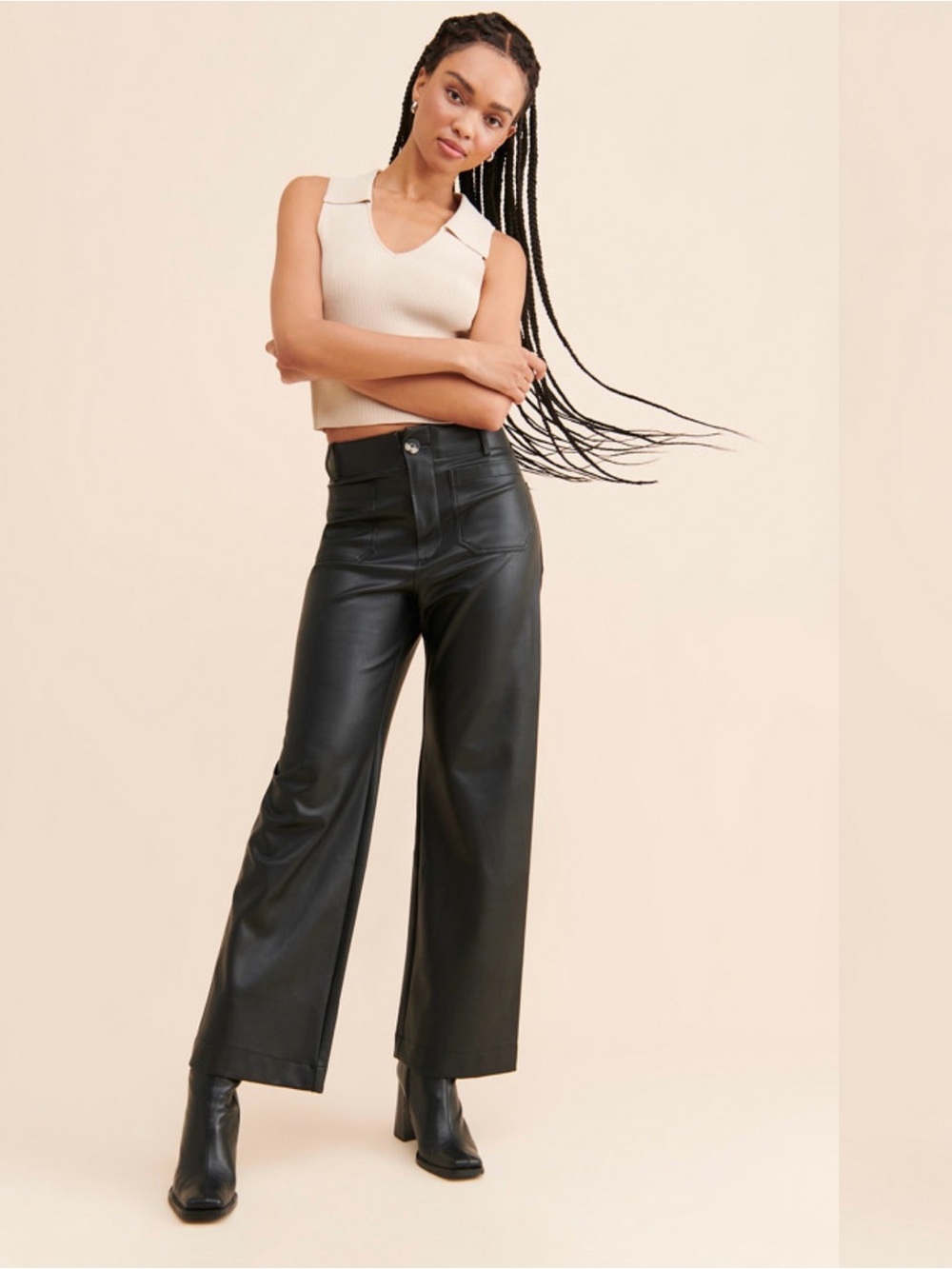 Maeve The Colette Wide-Leg Full Length Vegan Leather Pants
